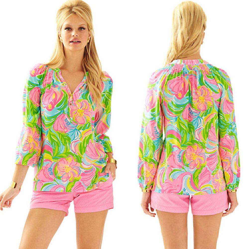 Lilly Pulitzer Elsa So A Peeling Silk Floral Blouse
